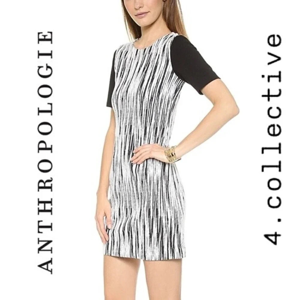 Anthropologie, 4.collective, 4C, Lightning Shift Dress, Black and White